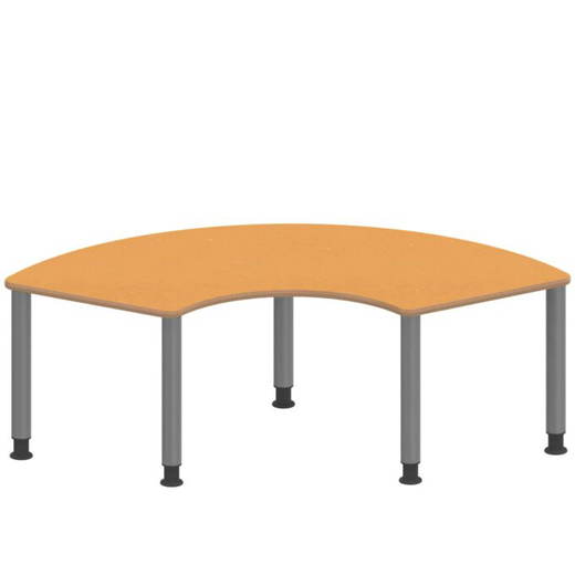 TIX6DK1766L4-1 Drittelkreistisch ZALOTTI mit Linoleum, Stahlrohrbeine Ø 60 mm, höhenverstellbar - TIX6DK1766L4 1