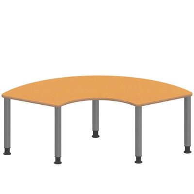 Drittelkreistisch ZALOTTI mit Linoleum, Stahlrohrbeine Ø 60 mm, höhenverstellbar