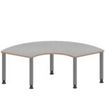 Drittelkreistisch ZALOTTI mit Linoleum, Stahlrohrbeine Ø 60 mm, höhenverstellbar - TIX6DK1766L4