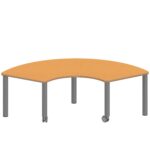 Drittelkreistisch ZALOTTI mit Linoleum, Stahlrohrbeine Ø 60 mm, fahrbar - TIX6DK1766L5 1