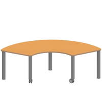 Drittelkreistisch ZALOTTI mit Linoleum, Stahlrohrbeine Ø 60 mm, fahrbar – Bild 3