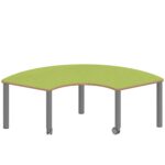 Drittelkreistisch ZALOTTI mit Linoleum, Stahlrohrbeine Ø 60 mm, fahrbar - TIX6DK1766L5