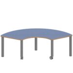 Drittelkreistisch ZALOTTI mit Linoleum, Stahlrohrbeine Ø 60 mm, fahrbar - TIX6DK1766L5 2