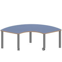 Drittelkreistisch ZALOTTI mit Linoleum, Stahlrohrbeine Ø 60 mm, fahrbar