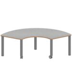 Drittelkreistisch ZALOTTI mit Linoleum, Stahlrohrbeine Ø 60 mm, fahrbar - TIX6DK1766L5 3