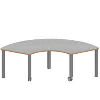 Drittelkreistisch ZALOTTI mit Linoleum, Stahlrohrbeine Ø 60 mm, fahrbar – Bild 2