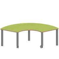 Drittelkreistisch ZALOTTI mit Linoleum, Stahlrohrbeine Ø 60 mm, fahrbar – Bild 4