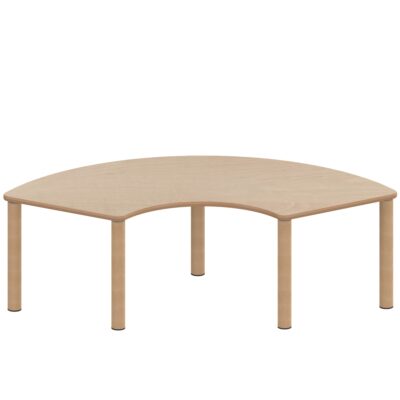 Drittelkreistisch ZALOTTI mit Schichtstoff, Massivholzbeine Ø 60 mm, Stellfuß