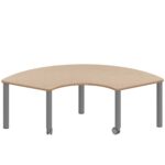 Drittelkreistisch ZALOTTI mit Schichtstoff, Stahlrohrbeine Ø 60 mm, fahrbar - TIX6DK176KH5