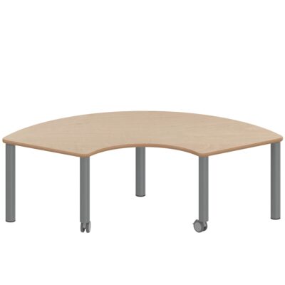 Drittelkreistisch ZALOTTI mit Schichtstoff, Stahlrohrbeine Ø 60 mm, fahrbar