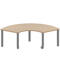Drittelkreistisch ZALOTTI mit Schichtstoff, Stahlrohrbeine Ø 60 mm, fahrbar