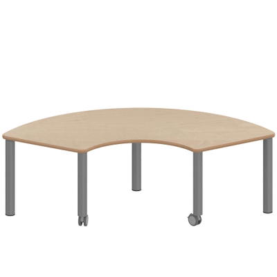 Drittelkreistisch ZALOTTI mit Schichtstoff, Stahlrohrbeine Ø 60 mm, fahrbar