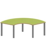 Drittelkreistisch ZALOTTI mit Linoleum, Stahlrohrbeine Ø 60 mm, Stellfuß - TIX6DK176KL3 1
