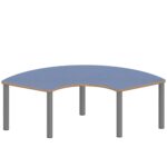 Drittelkreistisch ZALOTTI mit Linoleum, Stahlrohrbeine Ø 60 mm, Stellfuß - TIX6DK176KL3