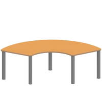 Drittelkreistisch ZALOTTI mit Linoleum, Stahlrohrbeine Ø 60 mm, Stellfuß – Bild 4