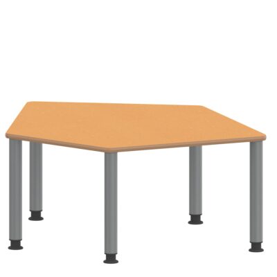 Fünfecktisch klein ZALOTTI mit Linoleum, Stahlrohrbeine Ø 60 mm, höhenverstellbar