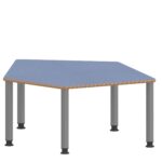 Fünfecktisch klein ZALOTTI mit Linoleum, Stahlrohrbeine Ø 60 mm, höhenverstellbar - TIX6FE1280L4