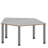 Fünfecktisch klein ZALOTTI mit Linoleum, Stahlrohrbeine Ø 60 mm, höhenverstellbar – Bild 2
