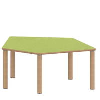 Fünfecktisch klein ZALOTTI mit Linoleum, Massivholzbeine Ø 60 mm, Stellfuß – Bild 2