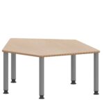 Fünfecktisch klein ZALOTTI mit Schichtstoff, Stahlrohrbeine Ø 60 mm, höhenverstellbar - TIX6FE1286H4