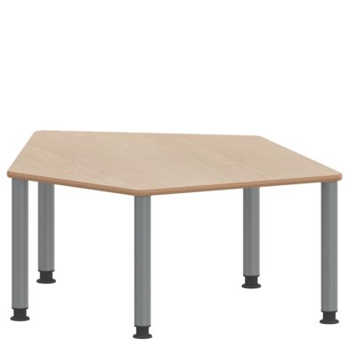 Fünfecktisch klein ZALOTTI mit Schichtstoff, Stahlrohrbeine Ø 60 mm, höhenverstellbar