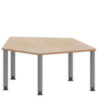 Fünfecktisch klein ZALOTTI mit Schichtstoff, Stahlrohrbeine Ø 60 mm, höhenverstellbar