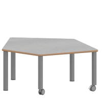 Fünfecktisch klein ZALOTTI mit Linoleum, Stahlrohrbeine Ø 60 mm, fahrbar – Bild 4
