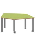 Fünfecktisch klein ZALOTTI mit Linoleum, Stahlrohrbeine Ø 60 mm, fahrbar - TIX6FE1286L5 2