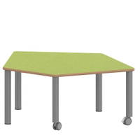 Fünfecktisch klein ZALOTTI mit Linoleum, Stahlrohrbeine Ø 60 mm, fahrbar – Bild 3