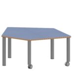 Fünfecktisch klein ZALOTTI mit Linoleum, Stahlrohrbeine Ø 60 mm, fahrbar - TIX6FE1286L5 3