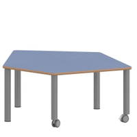 Fünfecktisch klein ZALOTTI mit Linoleum, Stahlrohrbeine Ø 60 mm, fahrbar – Bild 2