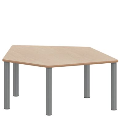 Fünfecktisch-klein ZALOTTI mit Schichtstoff, Stahlrohrbeine Ø 60 mm, Stellfuß