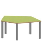 Fünfecktisch klein ZALOTTI mit Linoleum, Stahlrohrbeine Ø 60 mm, Stellfuß - TIX6FE128KL3 1