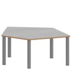 Fünfecktisch klein ZALOTTI mit Linoleum, Stahlrohrbeine Ø 60 mm, Stellfuß - TIX6FE128KL3