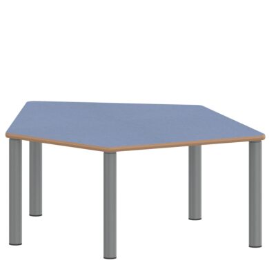 Fünfecktisch klein ZALOTTI mit Linoleum, Stahlrohrbeine Ø 60 mm, Stellfuß