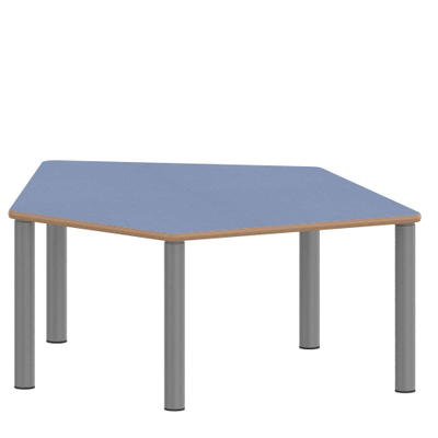 Fünfecktisch klein ZALOTTI mit Linoleum, Stahlrohrbeine Ø 60 mm, Stellfuß