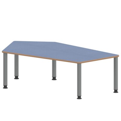 Fünfecktisch groß ZALOTTI mit Linoleum, Stahlrohrbeine Ø 60 mm, höhenverstellbar