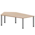 Fünfecktisch groß ZALOTTI mit Schichtstoff, Massivholzbeine Ø 60 mm, höhenverstellbar - TIX6FE1886H4