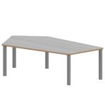 Fünfecktisch groß ZALOTTI mit Linoleum, Stahlrohrbeine Ø 60 mm, Stellfuß - TIX6FE188KL3
