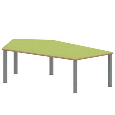 Fünfecktisch groß ZALOTTI mit Linoleum, Stahlrohrbeine Ø 60 mm, Stellfuß