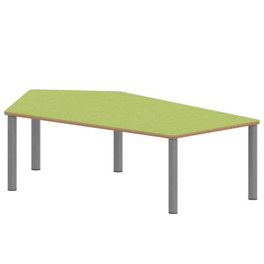TIX6FE188KL3-2 Fünfecktisch groß ZALOTTI mit Linoleum, Stahlrohrbeine Ø 60 mm, Stellfuß - TIX6FE188KL3 2