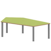 Fünfecktisch groß ZALOTTI mit Linoleum, Stahlrohrbeine Ø 60 mm, Stellfuß