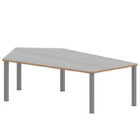 Fünfecktisch groß ZALOTTI mit Linoleum, Stahlrohrbeine Ø 60 mm, Stellfuß – Bild 4