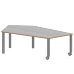 Fünfecktisch groß ZALOTTI mit Linoleum, Stahlrohrbeine Ø 60 mm, fahrbar - TIX6FE188KL5