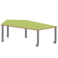 Fünfecktisch groß ZALOTTI mit Linoleum, Stahlrohrbeine Ø 60 mm, fahrbar – Bild 2