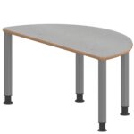 Halbrundtisch ZALOTTI mit Linoleum, Stahlrohrbeine Ø 60 mm, höhenverstellbar - TIX6HR1260L4 3