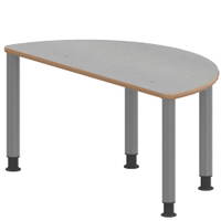 Halbrundtisch ZALOTTI mit Linoleum, Stahlrohrbeine Ø 60 mm, höhenverstellbar