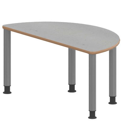Halbrundtisch ZALOTTI mit Linoleum, Stahlrohrbeine Ø 60 mm, höhenverstellbar