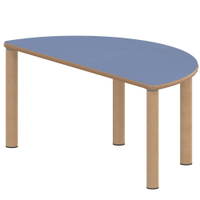 Halbrundtisch ZALOTTI mit Linoleum, Massivholzbeine Ø 60 mm, Stellfuß