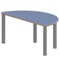 Halbrundtisch ZALOTTI mit Linoleum, Stahlrohrbeine Ø 60 mm, Stellfuß – Bild 3